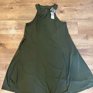 NWT Torrid Olive Green Swing Studio Knit Halter Dress 1X 14 16 Key Hole Back